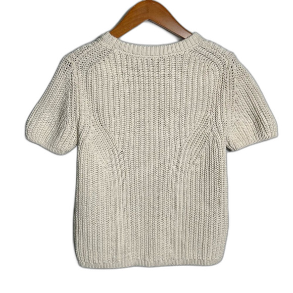 Banana Republic Chunky Knit Cream Short Sleeve Sweater Size Small Minimalist - Picture 4 of 13